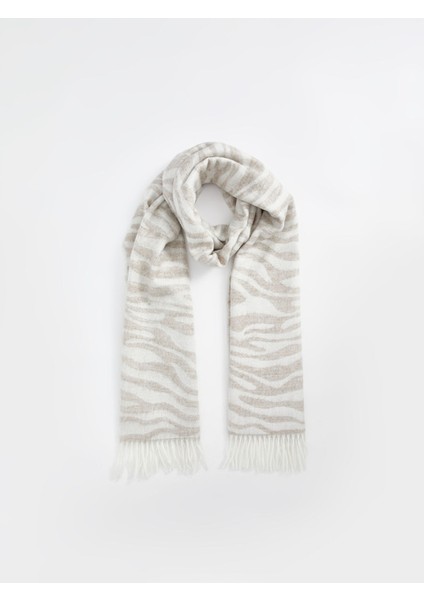 Yeni Sezon Desenli Püsküllü Kadın Atkı modelleri