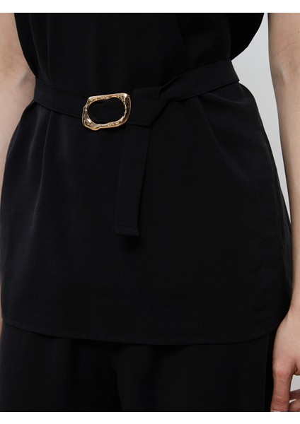 Yeni Sezon Bisiklet Yaka Beli Kemerli Bluz modelleri