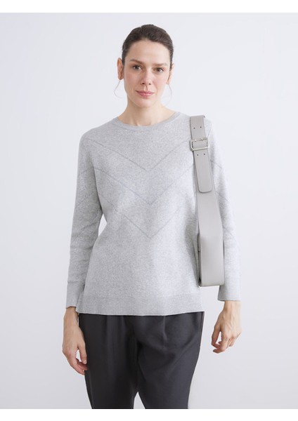 Yeni Sezon Bisiklet Yaka Desenli Kadın Triko Kazak