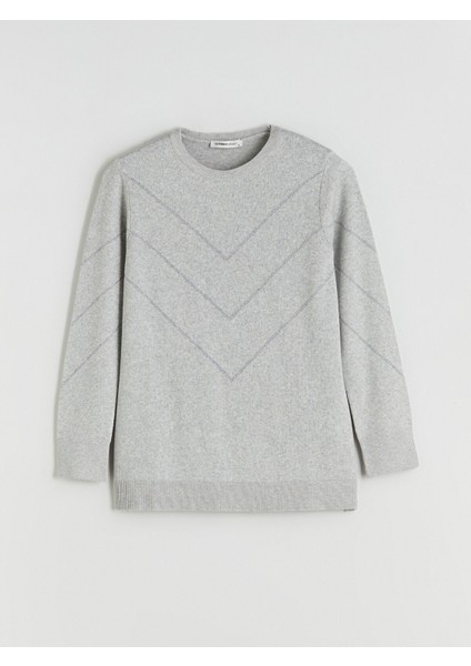 Yeni Sezon Bisiklet Yaka Desenli Kadın Triko Kazak indirimleri