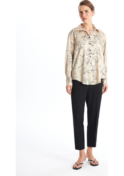 Yeni Sezon Beli Lastikli Standart Fit Kadın Pantolon