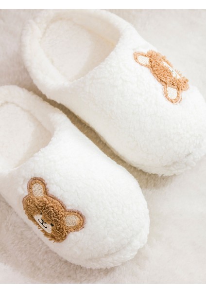 Yeni Sezon Ayı Teddy Nakışlı Pelüş Kadın Ev Terliği modelleri