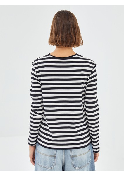 Yeni Sezon Bisiklet Yaka Çizgili Uzun Kollu Kadın Tişört fırsatları