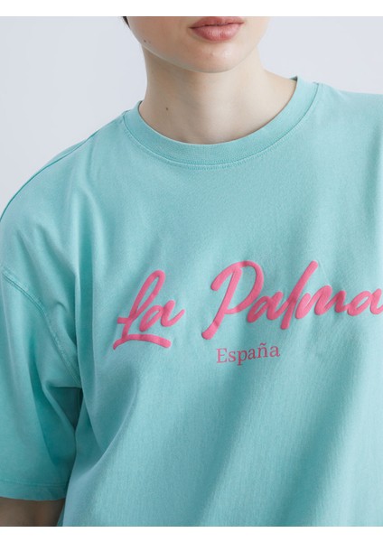 Yeni Sezon Bisiklet Yaka Baskılı Oversize Kadın Tişört modelleri