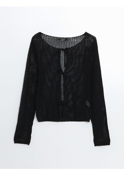 Yeni Sezon Kayık Yaka Ajurlu Kadın Triko Hırka indirimleri