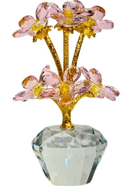 Kristal Pembe Papatya Dekor