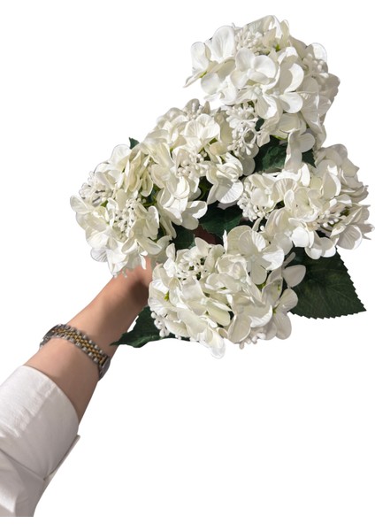 Tomurcuklu Islak Yapay 5'li Ortanca Demeti Beyaz fiyatları