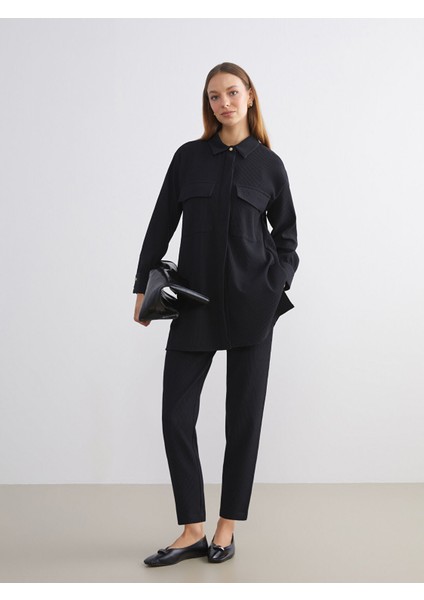 Yeni Sezon Beli Lastikli Havuç Kesim Dokulu Kadın Pantolon