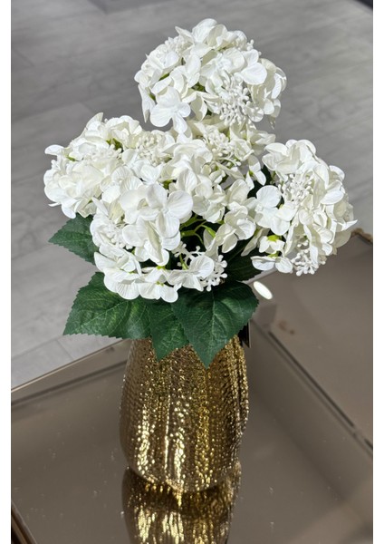 Tomurcuklu Islak Yapay 5'li Ortanca Demeti Beyaz fırsatları