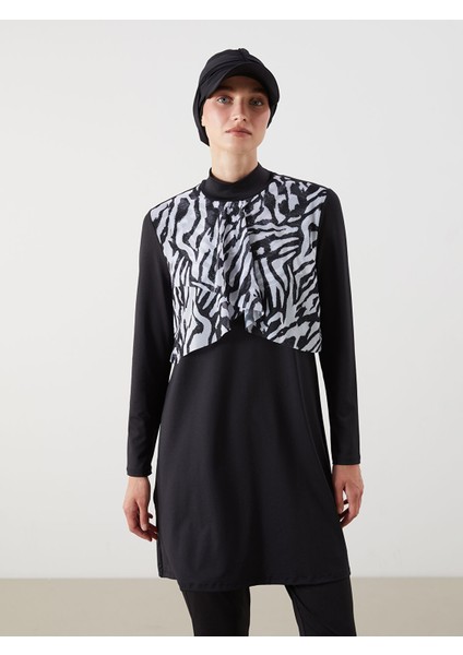 Yeni Sezon Dik Yaka Desenli Kadın Tesettür Mayo Takımı fiyatları