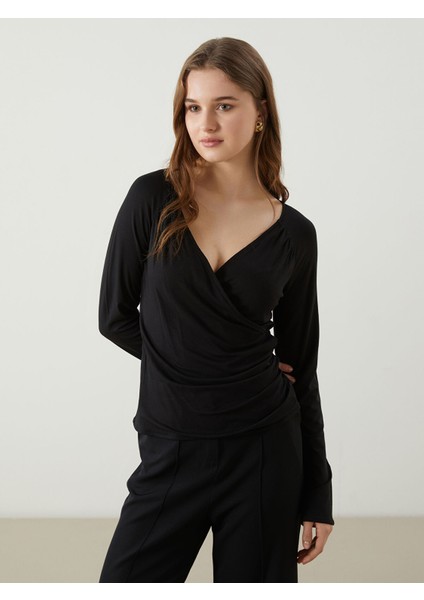 Yeni Sezon Kruvaze Yaka Kadın Bluz