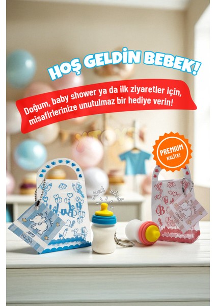 Biberon Yeni Doğan Kız ve Erkek Bebek Doğum Günü Mevlüt ve Hastane Hediyelikleri Konsepti | 10 Adet