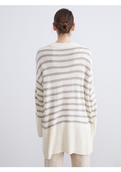 Yeni Sezon Bisiklet Yaka Çizgili Oversize Kadın Triko Kazak fırsatları