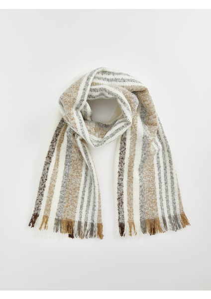 Yeni Sezon Çizgili Püsküllü Kadın Atkı modelleri