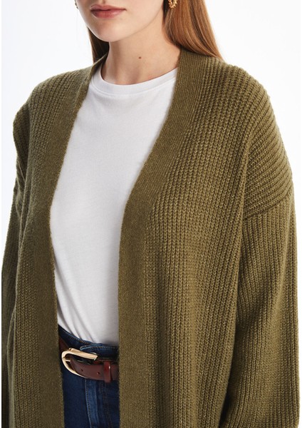 Yeni Sezon Şal Yaka Düz Uzun Kollu Oversize Kadın Triko Hırka modelleri