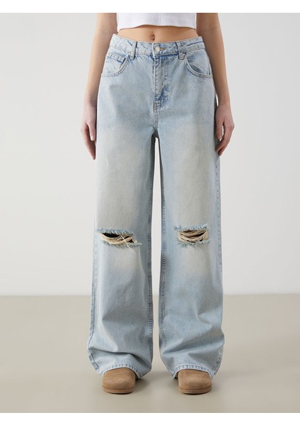 Yeni Sezon Wideleg Yırtık Detaylı Kadın Jean Pantolon fiyatları