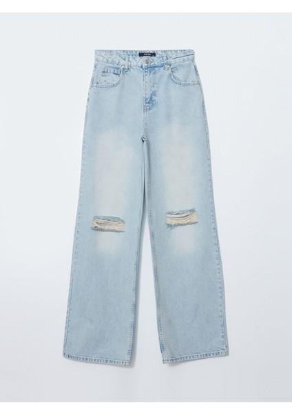 Yeni Sezon Wideleg Yırtık Detaylı Kadın Jean Pantolon indirimleri