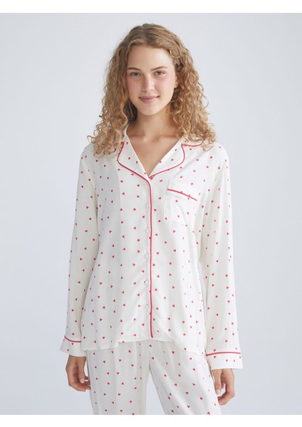 Yeni Sezon Gömlek Yaka Baskılı Kadın Pijama Takımı modelleri