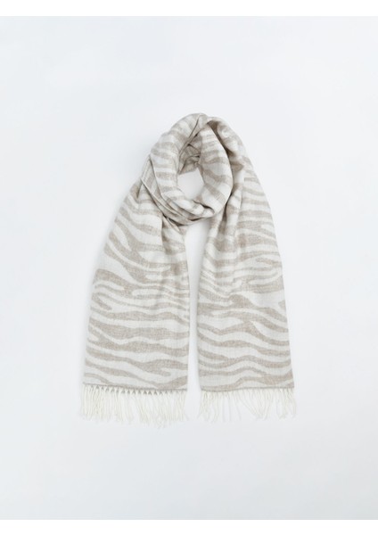 Yeni Sezon Zebra Desenli Püsküllü Kadın Atkı modelleri