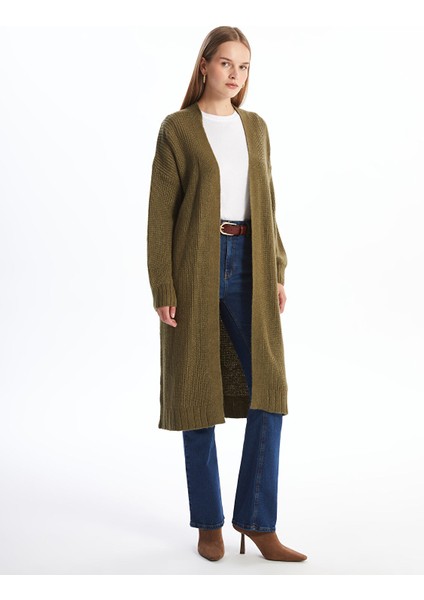 Yeni Sezon Şal Yaka Düz Uzun Kollu Oversize Kadın Triko Hırka