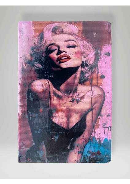 Marilyn Monroe Temalı Özel Tasarım Kapaklı Çizgili Defter – 80 Yaprak Ajanda / Günlük