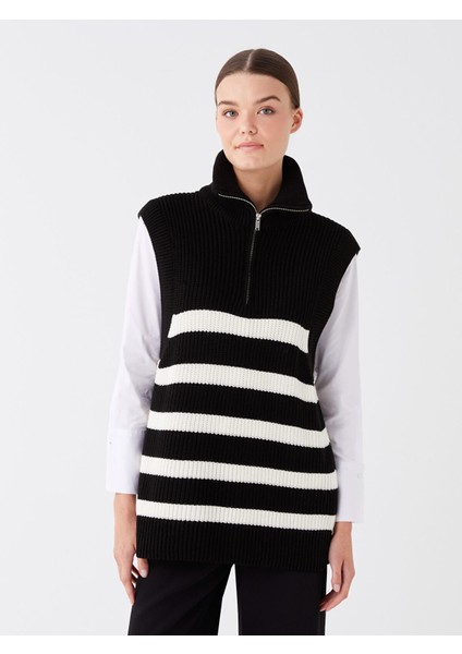 Yeni Sezon Dik Yaka Çizgili Oversize Kadın Triko Süveter fiyatları