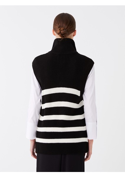 Yeni Sezon Dik Yaka Çizgili Oversize Kadın Triko Süveter indirimleri