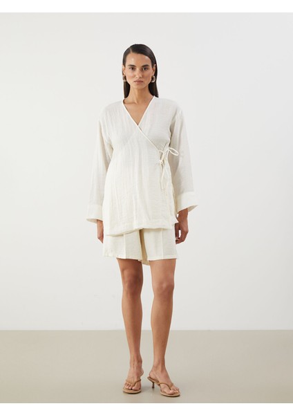 Yeni Sezon Kruvaze Yaka Dokulu Kadın Kimono fiyatları