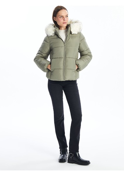 Yeni Sezon Kadın Kapüşonlu Düz Şişme Mont fırsatları