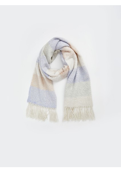 Yeni Sezon Renk Bloklu Saçaklı Kadın Atkı