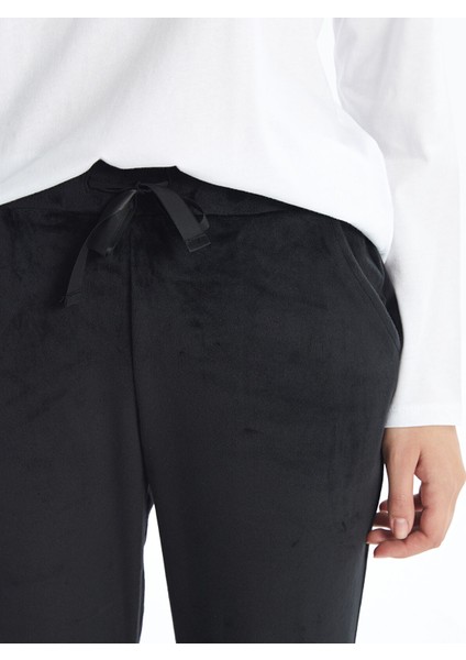 Yeni Sezon Beli Lastikli Düz Kadife Kadın Jogger Pijama Alt modelleri