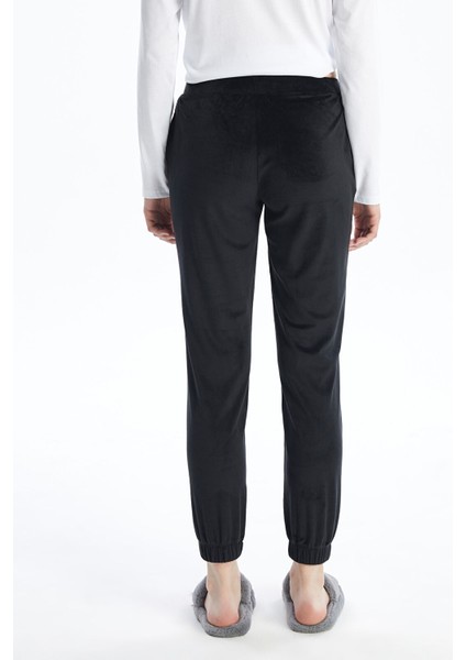 Yeni Sezon Beli Lastikli Düz Kadife Kadın Jogger Pijama Alt indirimleri