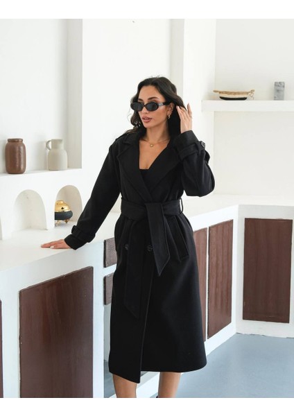 Yeni Sezon Kruvaze Yaka Kuşaklı Astarlı Ithal Kaşe Kaban fırsatları