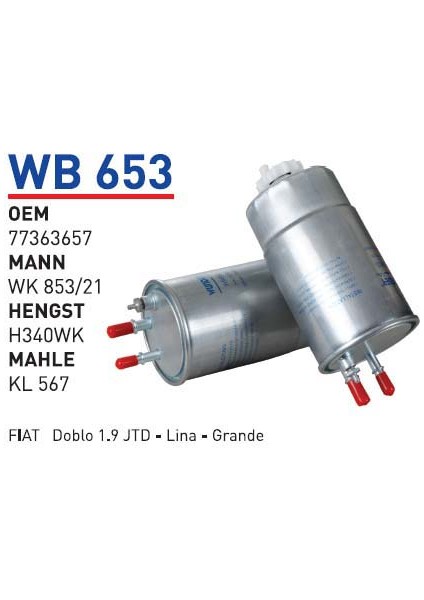 WB653 Oem 77363657 Fiat Doblo 1,9 Jtd Otomobil Yakıt Filtre Dizel Fuel Filter Diesel