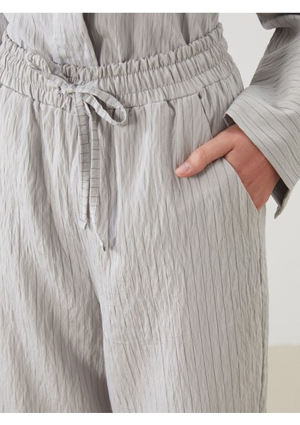 Yeni Sezon Beli Lastikli Çizgili Kadın Pantolon modelleri