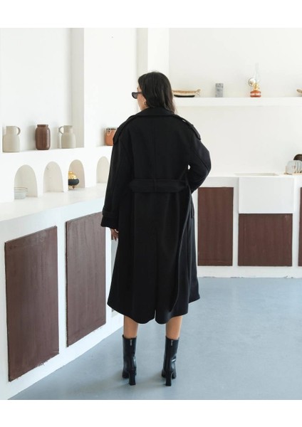 Yeni Sezon Kruvaze Yaka Kuşaklı Astarlı Ithal Kaşe Kaban modelleri