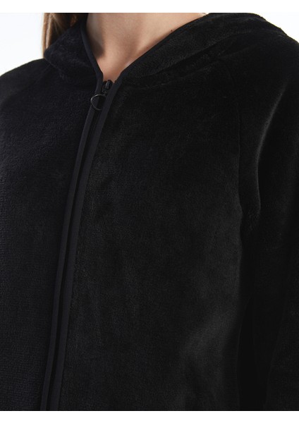 Yeni Sezon Kapüşonlu Düz Uzun Kollu Kadın Pelüş Pijama Üst modelleri