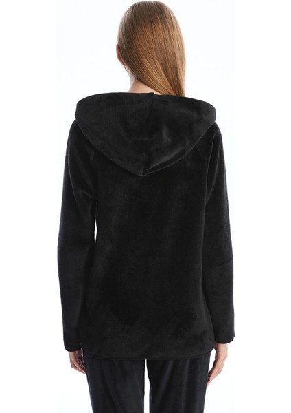 Yeni Sezon Kapüşonlu Düz Uzun Kollu Kadın Pelüş Pijama Üst fırsatları