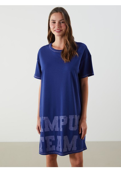 Yeni Sezon Bisiklet Yaka Baskılı Kadın Gecelik fiyatları