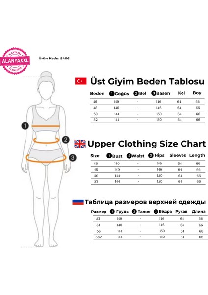 Kadın Büyük Beden Siyah Üç İplik Kalın Kışlık Ceket