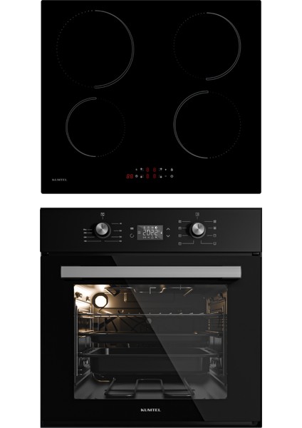 2'li Siyah İndüksiyonlu Ankastre Set (Fırın-Ocak)