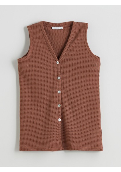 Yeni Sezon V Yaka Kendinden Desenli Kadın Yelek indirimleri