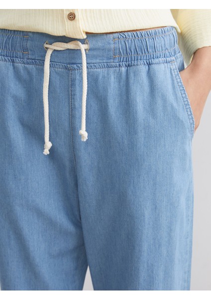 Yeni Sezon Beli Lastikli Paperbag Kadın Jean Pantolon modelleri