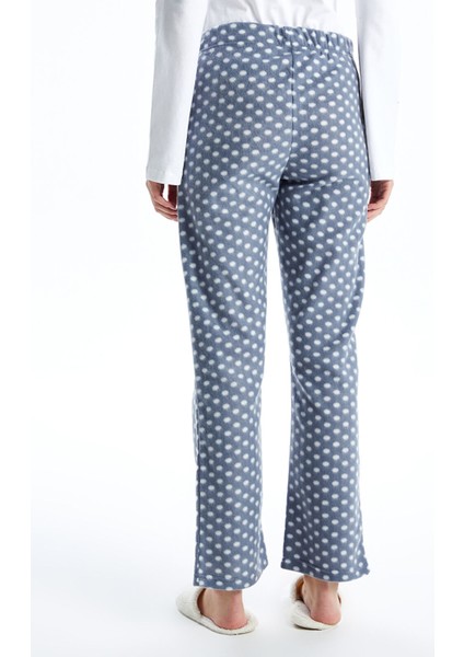 Yeni Sezon Beli Lastikli Puantiyeli Kadın Polar Pijama Altı fırsatları