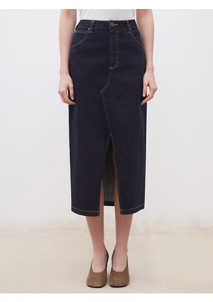 Yeni Sezon Loose Fit Yırtmaçlı Jean Etek fiyatları