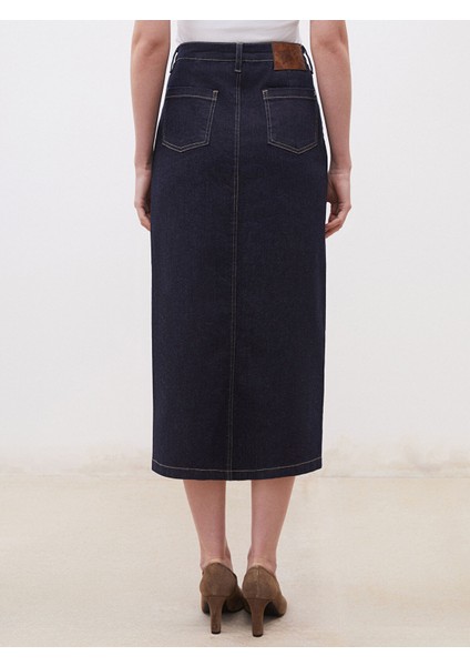 Yeni Sezon Loose Fit Yırtmaçlı Jean Etek fırsatları