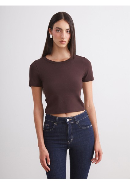 Yeni Sezon Bisiklet Yaka Kadın Crop 2'li modelleri