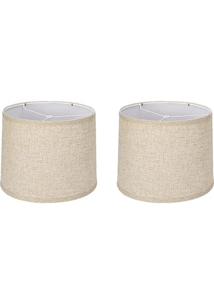 2 Adet Lamba Gölgeleri Doğal Keten Abajurlar Masa Lambası Zemin Lambası-Bej Için Yüksek Yedek Kumaş Abajurlar (Yurt Dışından)