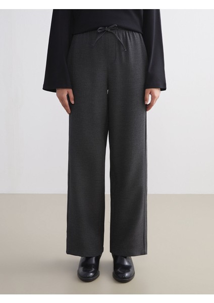 Yeni Sezon Beli Lastikli Dokulu Geniş Paça Kadın Pantolon fiyatları