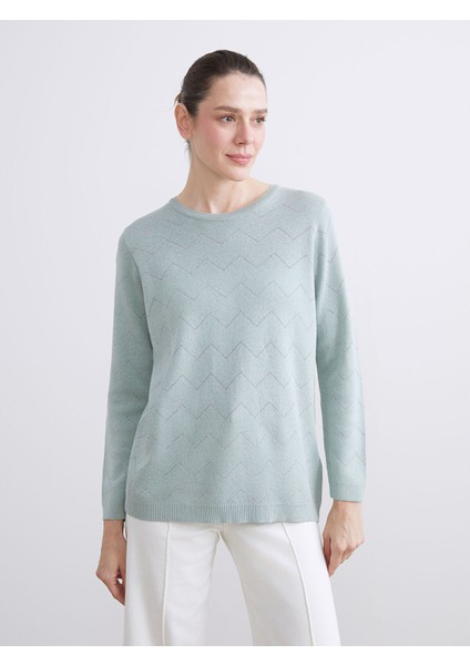 Yeni Sezon Bisiklet Yaka Çizgili Kadın Triko Kazak